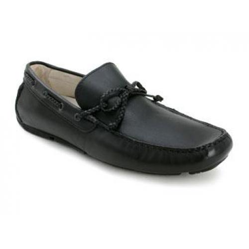 Bacco Bucci "Prado" Black Genuine Hand-Burnished Italian Calfskin Loafer Shoes